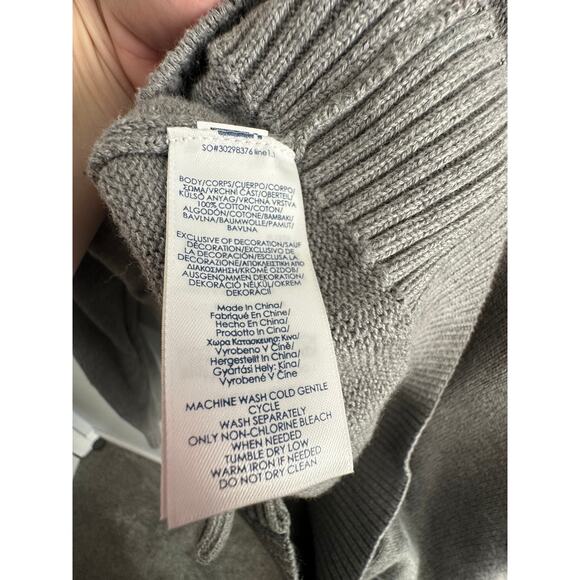 CHAPS Ralph Lauren Unisex Cardigan Sweater Grey Button Long Sleeve Cotton Sz L - Picture 9 of 11